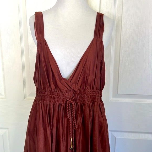 Banana Republic Rust Brown Embroidered Dress Womens Sz 14 - Picture 2 of 16